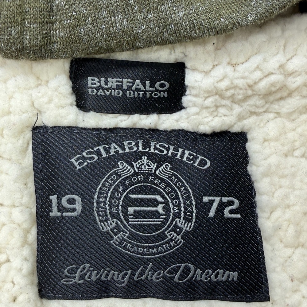 Buffalo David Bitton Sherpa Lined Zip Hoodie Jacket Olive Green Men's XXL - Picture 7 of 10